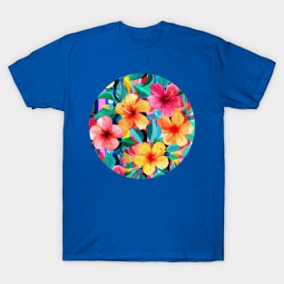 OTT Maximalist Hawaiian Hibiscus Floral with Stripes T-Shirt